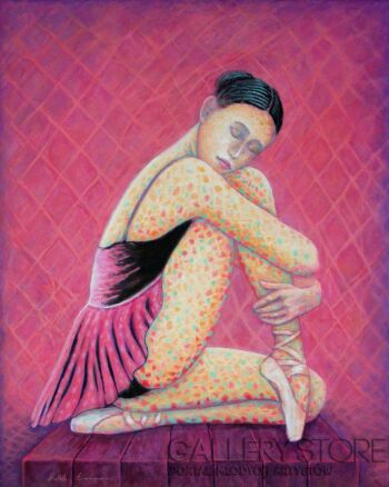 Bohdan Wincenty Łoboda-Balerina ciemnoróżowa-Malarstwo