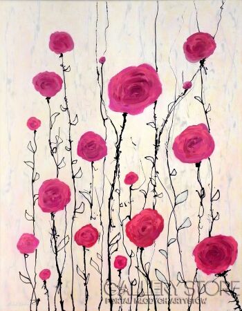 Bohdan Wincenty Łoboda-Dzikie róże-Akryl