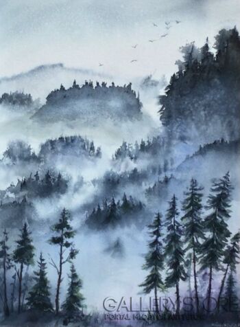 Boźenna Niewinowska-Mgła w górach -Akwarela