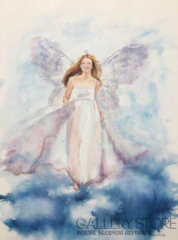Bożenna Niewinowska-Uśmiechnięty anioł-Akwarela