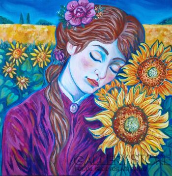 Danuta Kolis-Dziewczyna w słonecznikach-Malarstwo