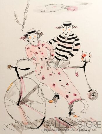Dariusz Grajek-na starym bicyklu...-Malarstwo