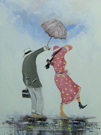Dariusz Grajek-On ,ona i parasolka...-Akryl