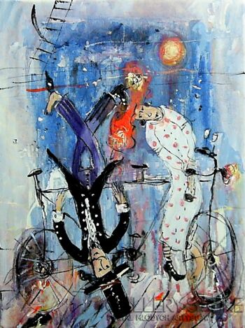 Dariusz Grajek-Ona i on na bicyklu..-Akryl