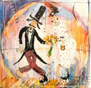 Dariusz Grajek-Ona i on z kwiatami....-Malarstwo