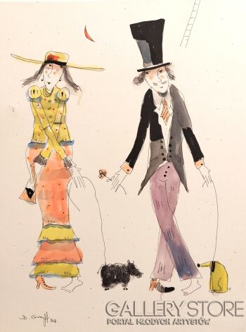 Dariusz Grajek-Ona i on z pieskami...-Malarstwo