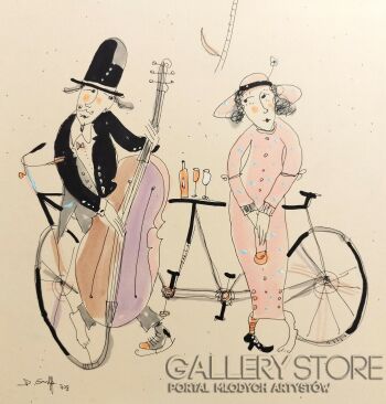 Dariusz Grajek-Ona ,on i bicykl....-Malarstwo