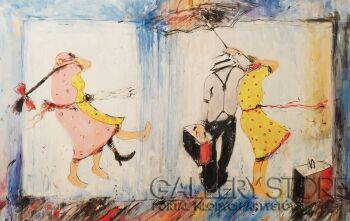 Dariusz Grajek-Pan z parasolem i panny....-Malarstwo