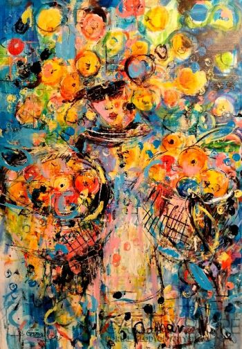 Dariusz Grajek-Panna z koszem pomarańczy....-Malarstwo