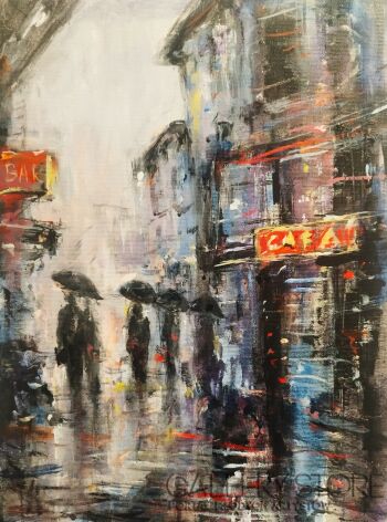 Dariusz Grajek-Parasole w deszczu...-Malarstwo