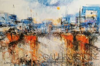 Dariusz Grajek-Pomarańczowe łodzie...-Malarstwo