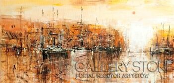 Dariusz Grajek-Port o zachodzie słońca....-Akryl
