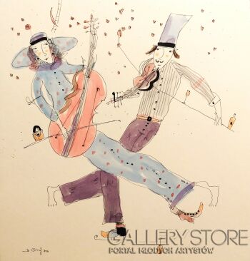 Dariusz Grajek-Skrzypek i wiolonczelistka...-Malarstwo