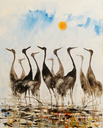 Dariusz Grajek-Stado żurawi....-Malarstwo