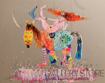 Dariusz Grajek-Zakochany koń i cyrkówka...-Malarstwo