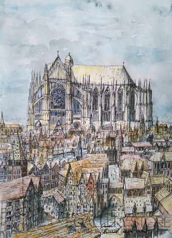 Dawid Masionek-Jesień gotyku - katedra św. Piotra w Beauvais(w oprawie)-Rysunek