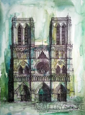 Dawid Masionek-Zielona Notre Dame-Akwarela