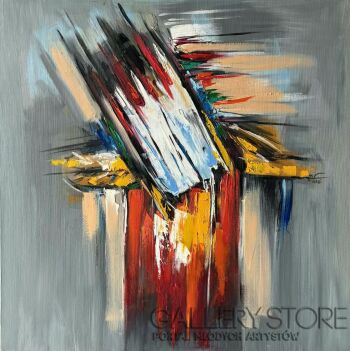 Dorota Łaz-Abstrakcja z czerwienią 5-Malarstwo