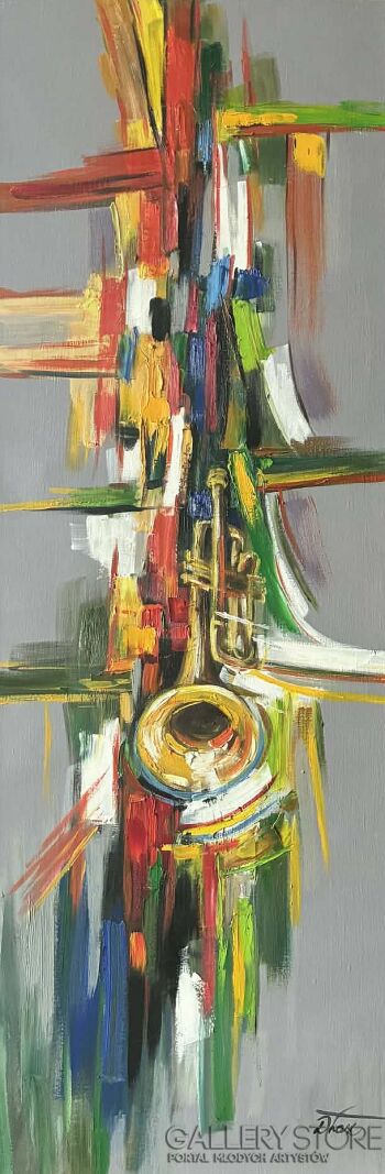 Dorota Łaz-Abstrakcja z trąbką 2-Malarstwo