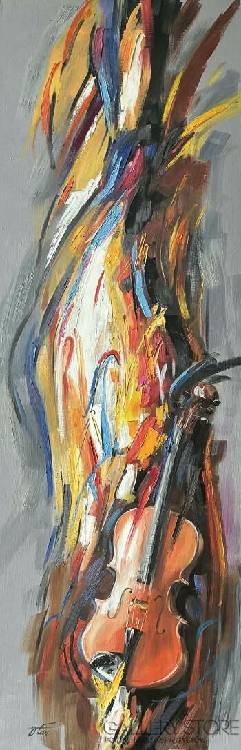 Dorota Łaz-Abstrakcja ze skrzypcami-Malarstwo