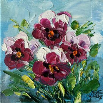 Dorota Łaz-Ciemnoróżowe bratki-Malarstwo