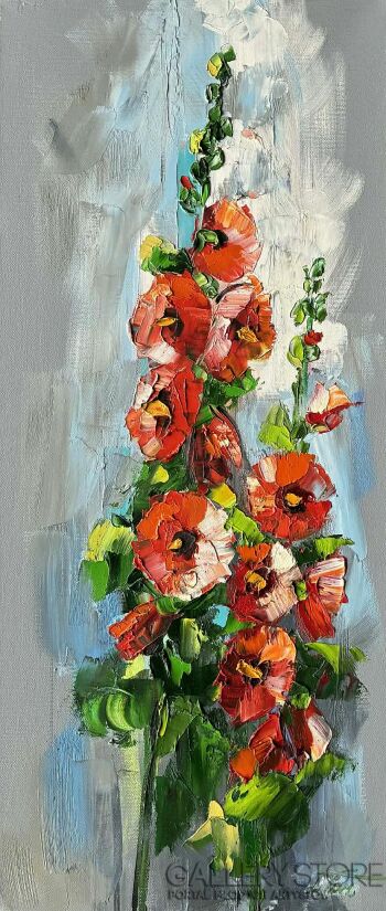 Dorota Łaz-Czerwone malwy w moim ogrodzie-Malarstwo