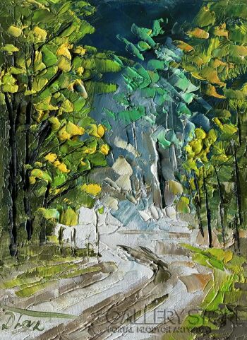 Dorota Łaz-Droga leśna wiosną.-Malarstwo