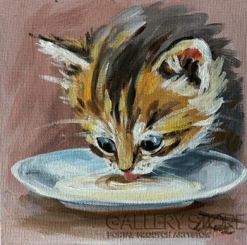 Dorota Łaz-Kotek pijący mleko-Malarstwo