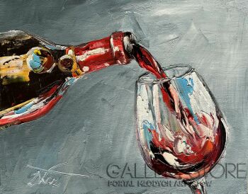 Dorota Łaz-Nalewając czerwone wino-Malarstwo