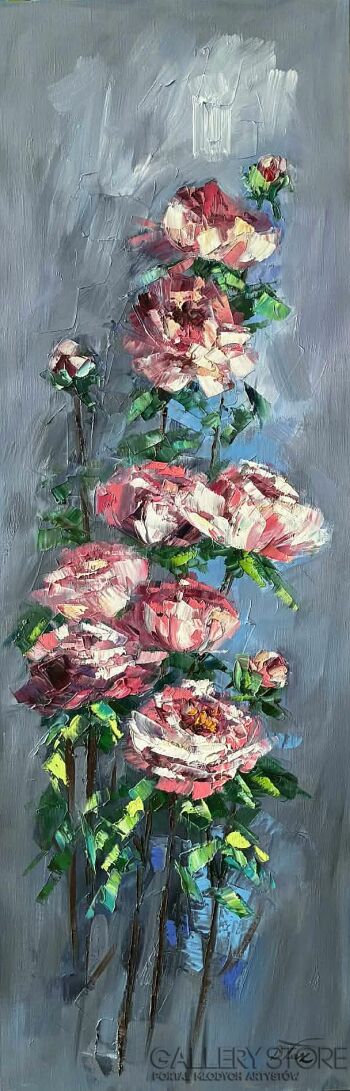Dorota Łaz-Różowe piwonie-Malarstwo