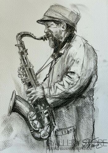 Dorota Łaz-Saksofonista-Rysunek