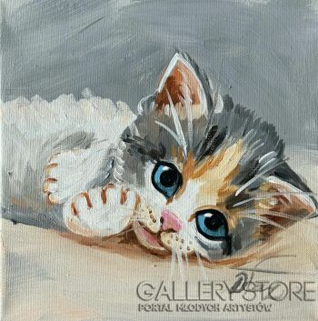 Dorota Łaz-Smutny kotek-Malarstwo