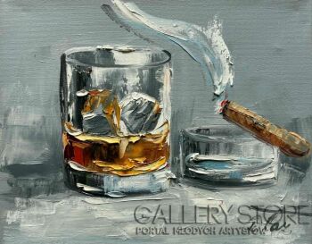 Dorota Łaz-Whiskey i cygaro....-Malarstwo