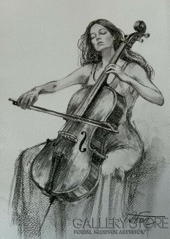 Dorota Łaz-Wiolonczelistka-Rysunek