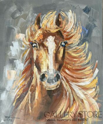Dorota Łaz-Z rozwianą grzywą - koń-Malarstwo