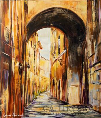 Edward Karczmarski-Rzym VII Malownicza uliczka-Malarstwo