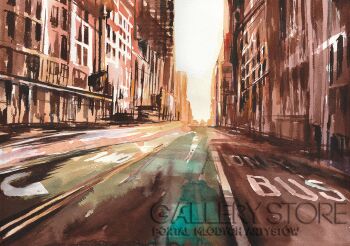 Edward Karczmarski-Ulica Nowego Jorku - New York VIII-Akwarela