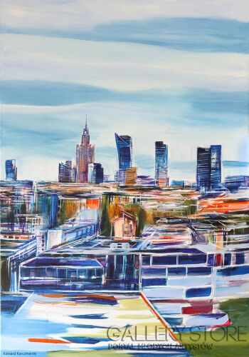Edward Karczmarski-Warszawa pejzaż miejski XXX-Akryl