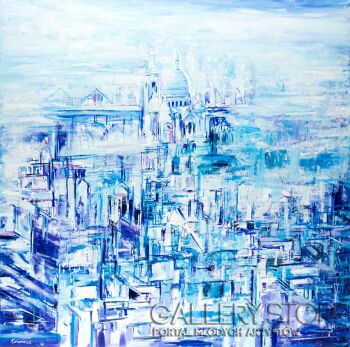 Edward Karczmarski-Widok na Montmartre z Montparnass Tower-Malarstwo