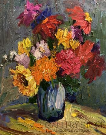 Ewa Krzymińska-Bukiet z jeżówką-Malarstwo