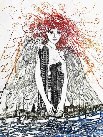 Ewa Narloch-Kerszka-Anioł nad moim miastem-Grafiki i plakaty