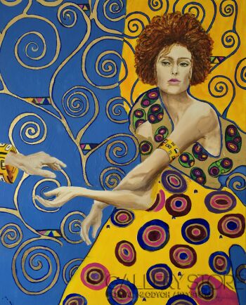 Ewa Nowiszewska-,, W klimacie p. Klimta "- Zaproszenie do pocałunku -Akryl