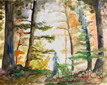 Ewa Suchy-W jesiennych promieniach słońca-Akwarela