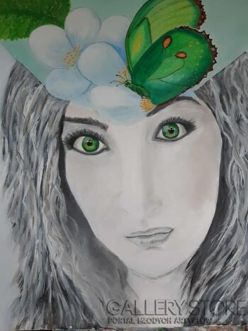 Grażyna  Pindelska Jarosz-Oczy zielone-Malarstwo
