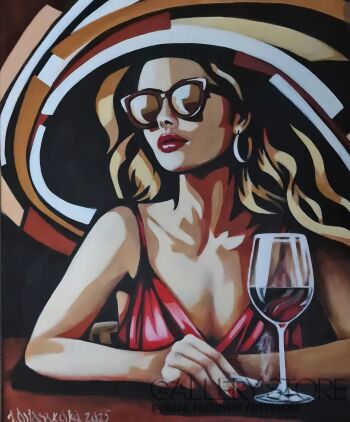 IWONA OSTASZEWSKA-Czerwone wino i sekret-Akryl