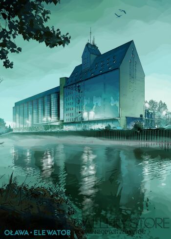 Jan Jerzmański-Oława elewator-Grafiki i plakaty