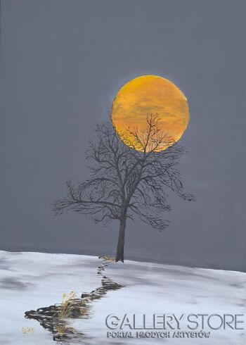 Jan Latocha-Grudniowy księżyc-Malarstwo