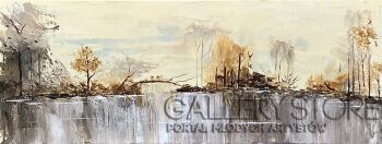 Jan Latocha-Jesień nad stawem-Akryl