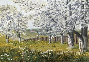 Jan Latocha-Wiosna w sadzie-Malarstwo
