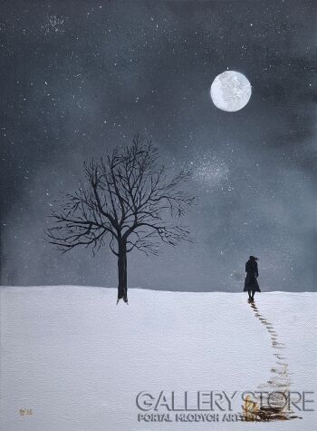Jan Latocha-Zimowy księżyc-Malarstwo
